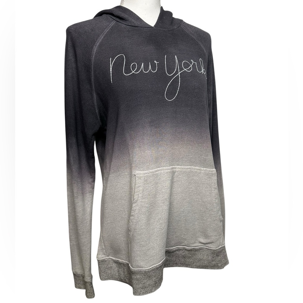 SUNDRY / Gray Ombré New York Hooded Sweatshirt / Size 3 / Casual Emo Goth - Picture 6 of 10
